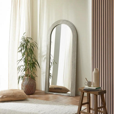 The Online Mirror Shop Delphi Arched Shape Mirror With Stepped Design & Stoneeffect Of H 170 X W 80 Cm - image 1