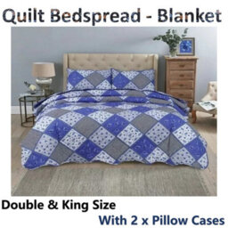 TheWhiteWater Limited Bedspread - Luxury Quilted - Reversible - Bed Throw Warm Quilt - Bedspread Patchwork Azrak Design Set 150 Gsm - 3 Tog - thumbnail 3