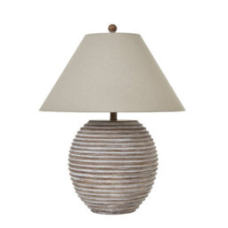 Wyld Haus Montrésor Ribbed Ceramic Table Lamp With Cream Linen Shade 710mm - thumbnail 1