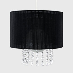Valuelights Oba Modern Black Voile Ribbon Wrapped Shade With Acrylic Droplets (D)28Cm - thumbnail 3