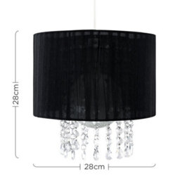 Valuelights Oba Modern Black Voile Ribbon Wrapped Shade With Acrylic Droplets (D)28Cm - thumbnail 5