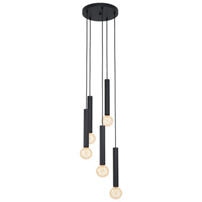 Stylish Black Pendant Ceiling Light With 5 E27 Bulb Holders For Modern Kitchens - image 1