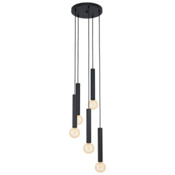Stylish Black Pendant Ceiling Light With 5 E27 Bulb Holders For Modern Kitchens