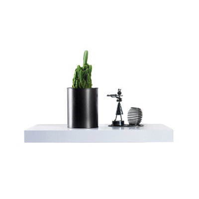 Innoteck White High Gloss Floating Shelf Rectangular 30Cm Modern Wall Mounted Shelf - image 1