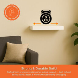 Innoteck White High Gloss Floating Shelf Rectangular 30Cm Modern Wall Mounted Shelf - thumbnail 3