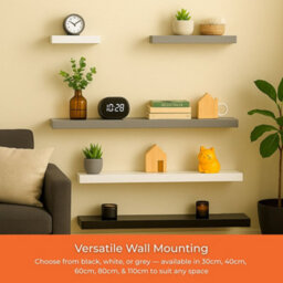 Innoteck White High Gloss Floating Shelf Rectangular 30Cm Modern Wall Mounted Shelf - thumbnail 8