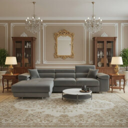 Torezio Mini L Shaped Sofa Bed With Adjustable Headrests Storage Dolfn Mechanism 280X170X70-90Cm Grey Left - thumbnail 2