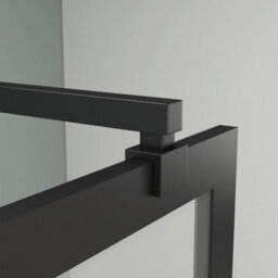 Royal Bathrooms Luxor 800mm Walk In Wet Room Fluted Shower Enclosure Screen With Matt Black Frame 8mm Nano Glass & Support Arm - thumbnail 7