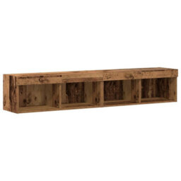 Berkfield Durable 8 Piece Tv Wall Units With Led Old Wood Engineered Wood - thumbnail 9
