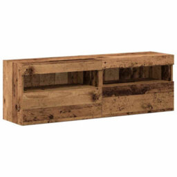 Berkfield Durable 8 Piece Tv Wall Units With Led Old Wood Engineered Wood - thumbnail 8