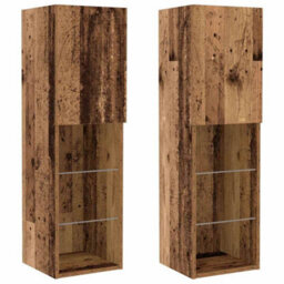 Berkfield Durable 8 Piece Tv Wall Units With Led Old Wood Engineered Wood - thumbnail 7