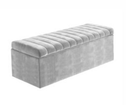 Safar 4Ft6 Ottoman Storage Box - Silver Plush Velvet Ottoman Bench With Storage - thumbnail 4