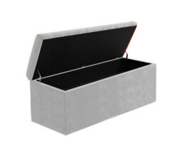 Safar 4Ft6 Ottoman Storage Box - Silver Plush Velvet Ottoman Bench With Storage - thumbnail 5