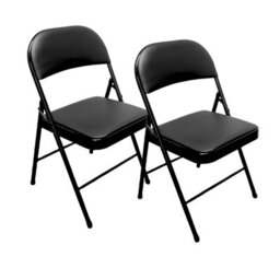 Geepas Royalford Heavy Duty Folding Padded Chair With Metal Frame Padded Seat Foldable Chair For Outdoor & Indoor Black, Pack Of 2 - thumbnail 1