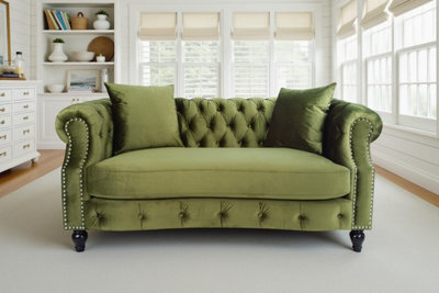 Velvet Sage Green 2 Seater Chesterfield Sofa Richmond - image 1