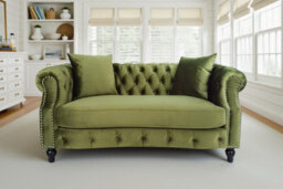 Velvet Sage Green 2 Seater Chesterfield Sofa Richmond - thumbnail 1