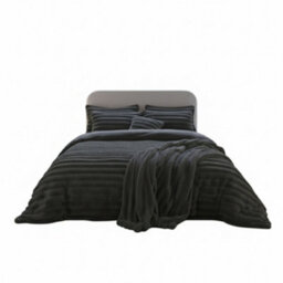 Luxury Teddy Cord Design Bedding Set Ultra Soft Cozy Stylish Comfort Grey - thumbnail 2