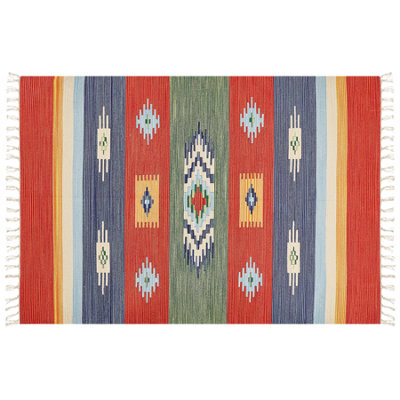 Beliani Rug Kamaris Multicolour 140 X 200 Cm Cotton Kilim - image 1