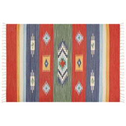 Beliani Rug Kamaris Multicolour 140 X 200 Cm Cotton Kilim - thumbnail 1