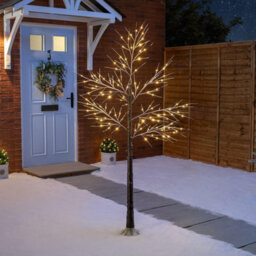 Almineez 180Cm 6Ft Christmas Snowy Twig Tree Warm White Led Light Up Artificial Twig Christmas Decoration - thumbnail 3