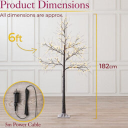 Almineez 180Cm 6Ft Christmas Snowy Twig Tree Warm White Led Light Up Artificial Twig Christmas Decoration - thumbnail 7