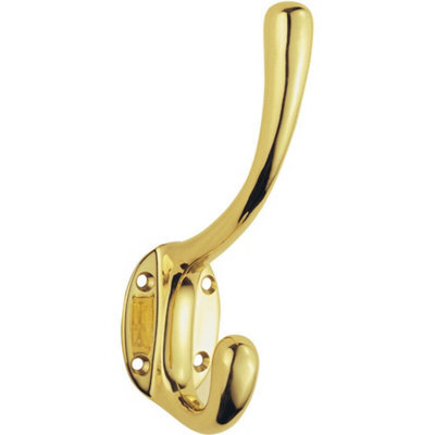 Heavyweight One Piece Hat & Coat Hook 76mm Projection Polished Brass - image 1