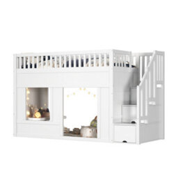 Modernluxe 3Ft Bunk Bed, 90X190Cm, Loft Bed, Children's Bed, Wooden Bed, With Storage Stairs, Convertible Play Area Below, White - thumbnail 7