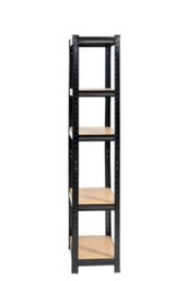 Rhino Racking 5 Bays - 150 X 75 X 30Cm - Black - 5 Tier Boltless Heavy Duty Garage Shelving Unit - 1000Kg Load Weight - thumbnail 3