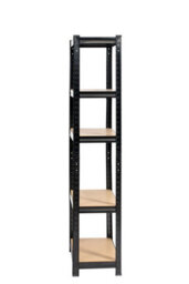 Rhino Racking 5 Bays - 150 X 75 X 30Cm - Black - 5 Tier Boltless Heavy Duty Garage Shelving Unit - 1000Kg Load Weight - thumbnail 2