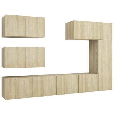 Berkfield Modern 6 Piece Tv Cabinet Set Sonoma Oak Engineered Wood - image 1