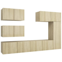 Berkfield Modern 6 Piece Tv Cabinet Set Sonoma Oak Engineered Wood - thumbnail 1