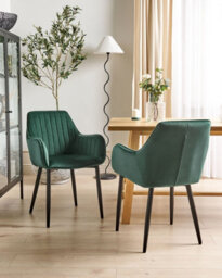 Beliani Set Of 2 Dining Chairs Wellston Velvet Dark Green - thumbnail 2