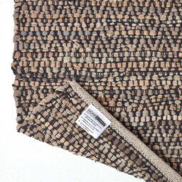 Homescapes Grey Recycled Leather Handwoven Herringbone Rug, 150 X 240 Cm - thumbnail 5