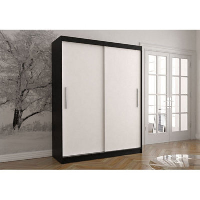 Arte Contemporary Chic - Vista 04 Sliding Door Wardrobe In Black And Oak Sonoma - (H)2000mm X (W)1500mm X (D)610mm - image 1