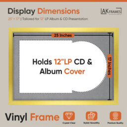 "AK Frames 25X17"" Gold Modern Vinyl Record Frame With Mid Grey Mount For 12 Inch Lp Cover & Disc - Overlapped Design" - thumbnail 2