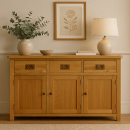 Home Furniture Group Oakcroft Swr9 Rustic Medium Wood Large Sideboard Fully Assembled 3-Door 3-Drawer Solid Wood Storage Cabinet - thumbnail 8