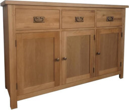 Home Furniture Group Oakcroft Swr9 Rustic Medium Wood Large Sideboard Fully Assembled 3-Door 3-Drawer Solid Wood Storage Cabinet - thumbnail 1