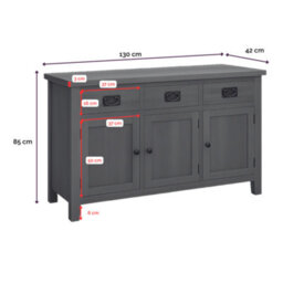 Home Furniture Group Oakcroft Swr9 Rustic Medium Wood Large Sideboard Fully Assembled 3-Door 3-Drawer Solid Wood Storage Cabinet - thumbnail 2