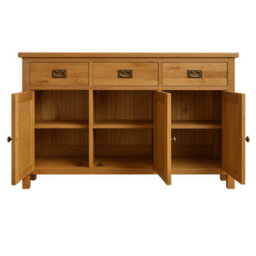 Home Furniture Group Oakcroft Swr9 Rustic Medium Wood Large Sideboard Fully Assembled 3-Door 3-Drawer Solid Wood Storage Cabinet - thumbnail 6