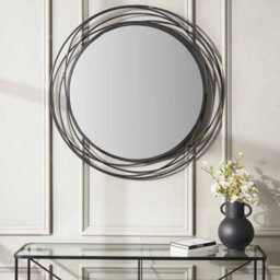 Pacific Lifestyle Black Metal Swirl Round Wall Mirror
