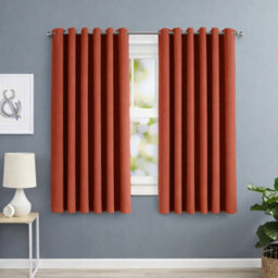 Oxford Homeware Eyelet Linen Effect Curtains Rust Fully Lined 100% Blackout Thermal Insulated Curtains Pair (W)117Cmx(L)137Cm - thumbnail 7