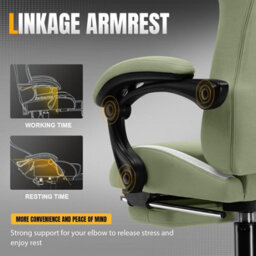 GTPLAYER Fabric Gaming Chair, Ergonomic Computer Chair with Footrest Lumbar Support Heavy Duty Svivel Office Desk Chairs, Green - thumbnail 4