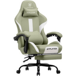 GTPLAYER Fabric Gaming Chair, Ergonomic Computer Chair with Footrest Lumbar Support Heavy Duty Svivel Office Desk Chairs, Green