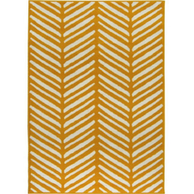 The Rugs Maestro Collection Herringbone Design Rug In Ochre - image 1