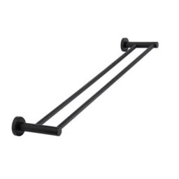 Nes Home 600mm Black Matte Double Tower Bar Stainless Steel Modern Bathroom Towel Rod - thumbnail 1