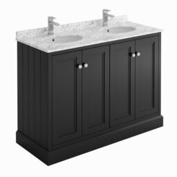 Plum&clay Fairmont Traditional Black Square Floor Standing Bathroom Vanity Unit With Ceramic Basin & Marble Top (W)1200mm