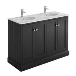 Plum&clay Fairmont Traditional Black Square Floor Standing Bathroom Vanity Unit With Ceramic Basin & Marble Top (W)1200mm - thumbnail 2