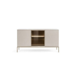 Arte Sento Cashmere & Gold Sideboard - 154Cm Cabinet With 3 Doors, Led Lighting & Push-To-Open System - thumbnail 2