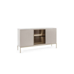 Arte Sento Cashmere & Gold Sideboard - 154Cm Cabinet With 3 Doors, Led Lighting & Push-To-Open System - thumbnail 1