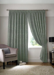 Luxury Living Tivoli Pencil Pleat Taped Top Curtains Sage - thumbnail 1